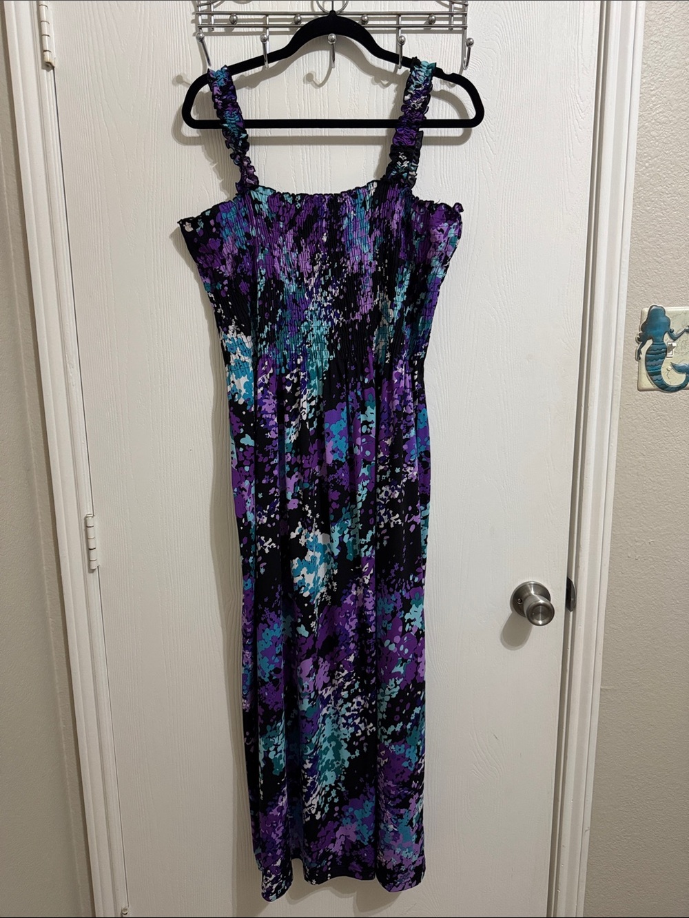 Karin Stevens Summer Maxi Dress Women's 14 Ruffled Straps Lilac Floral‎ Flowy